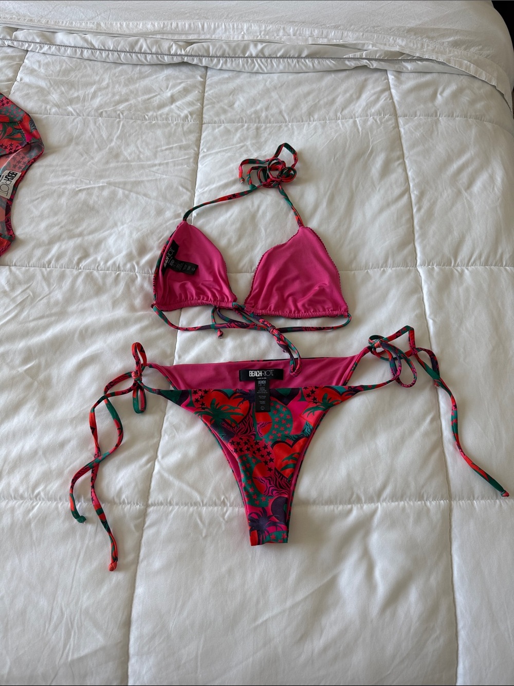 Beach Riot Pink Red and Green Tropical Tie Bikini - Picture 4 of 4